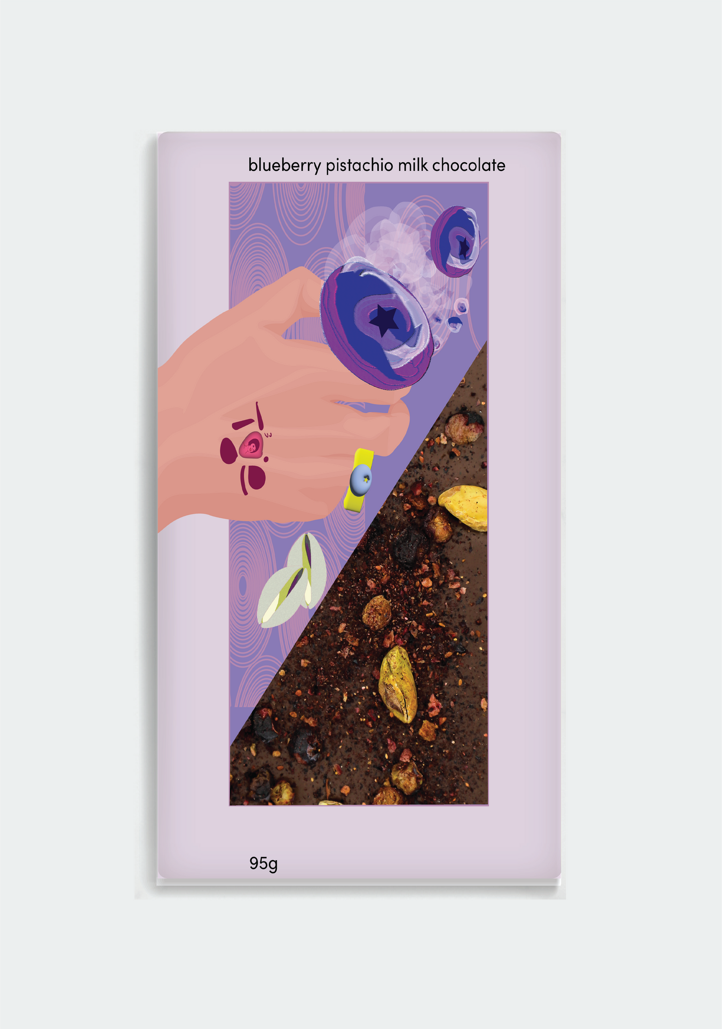 Choc (milk block) Blueberry & pistachio 95g