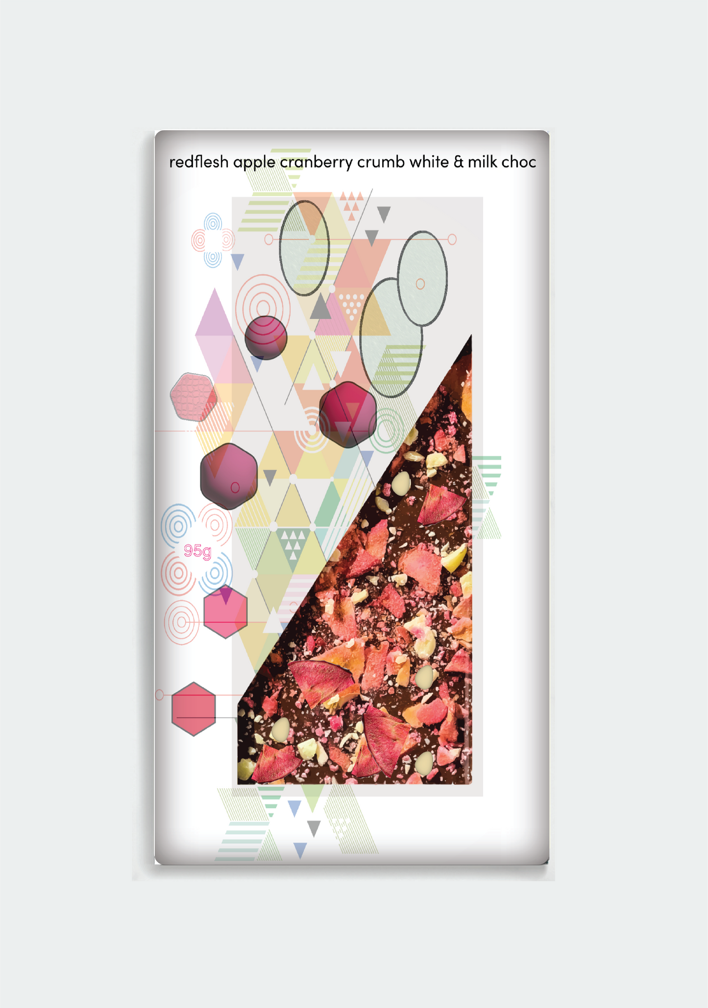 Choc (milk block) Redflesh apple cranberry white chocolate flakes 95g